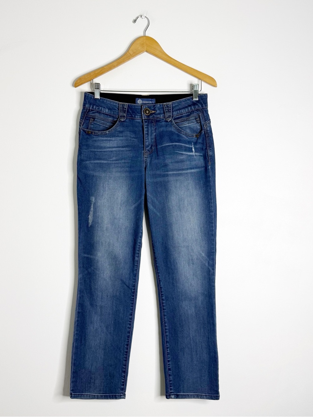 Democracy Ab Solution Straight Leg Jeans Size 6 Petite Blue Stretch Denim